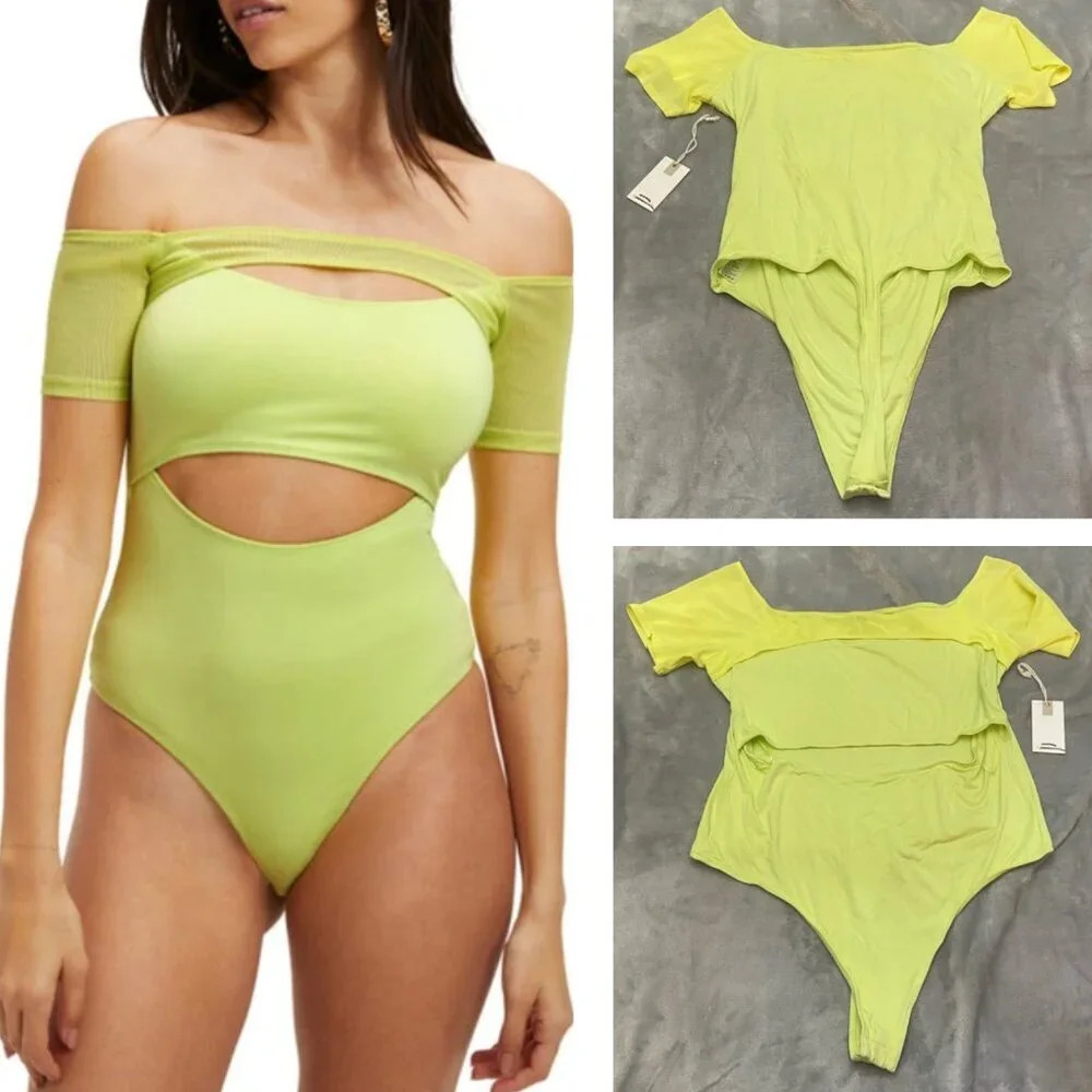 New! Good American Off The Shoulder Bodysuit 21462